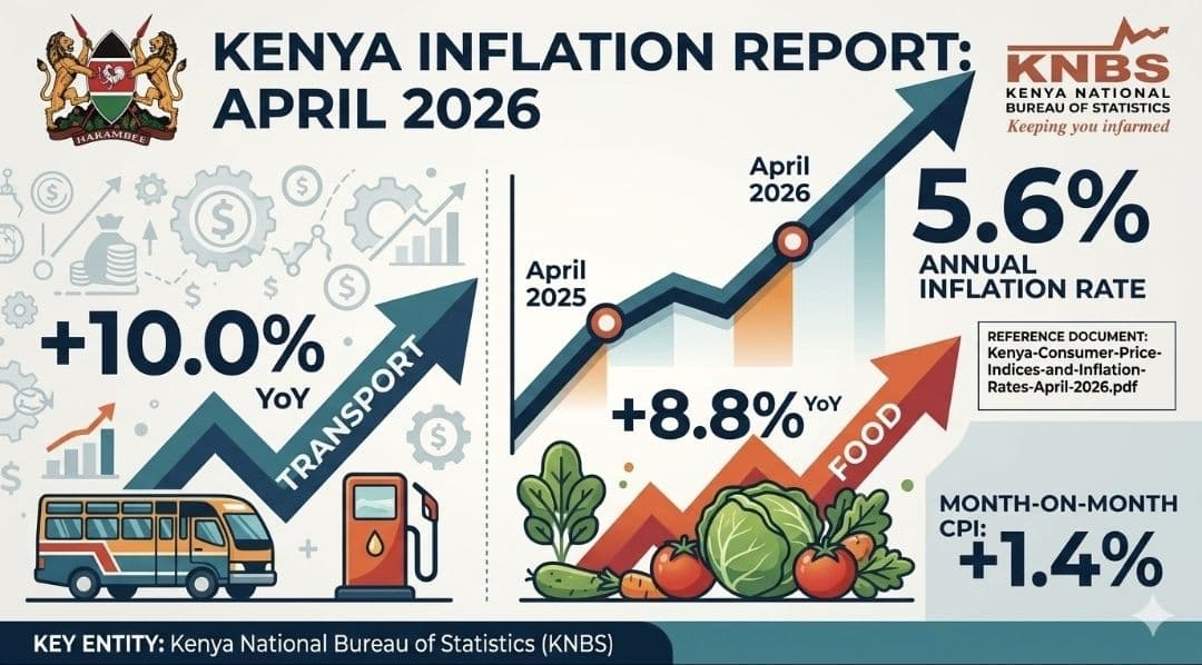 Inflation in Kenya Accelerates to 5.6 Percent as Transport and Food Costs Surge